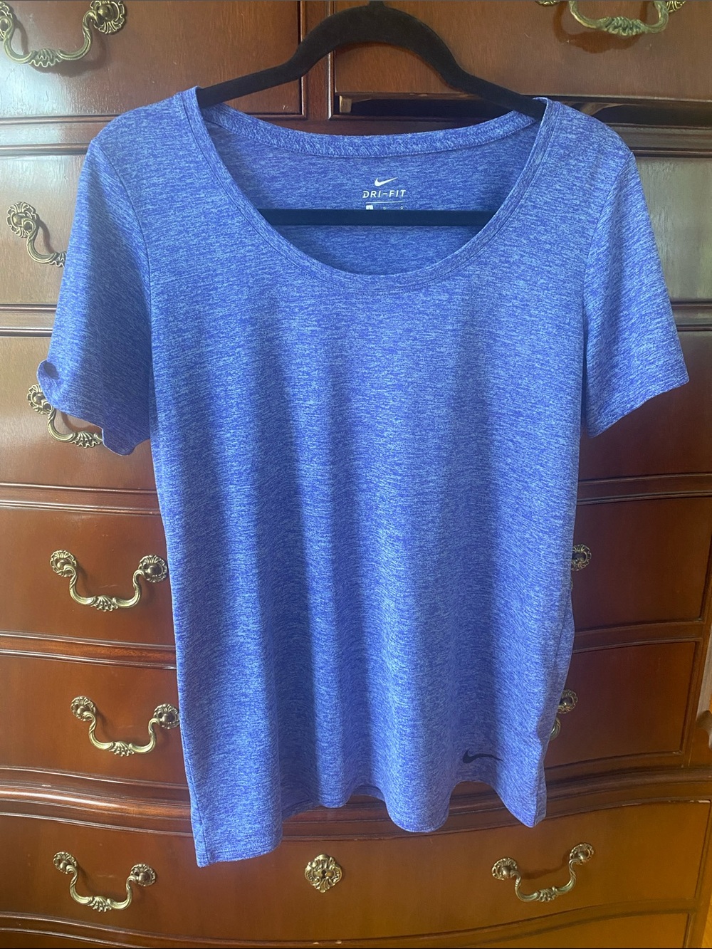Nike Dri-FIT Short Sleeve Scoop Neck Tee in Heather Blue